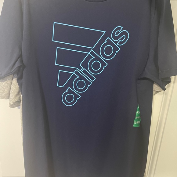 adidas Youth 2-pack Tee GRAY/BLUE SIZE 18/20 XL NWT - Picture 3 of 4